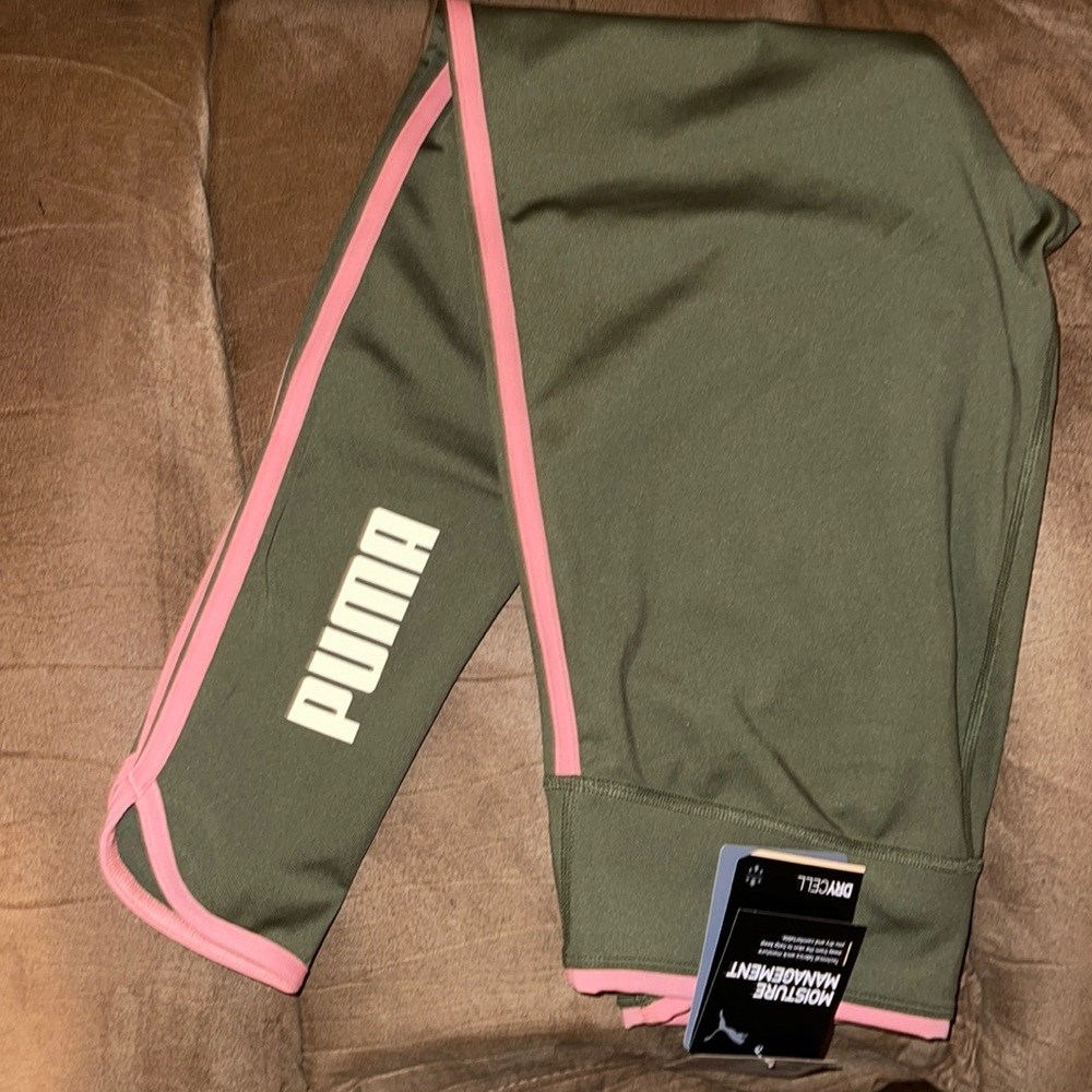 Pink and Army Green Puma Tights